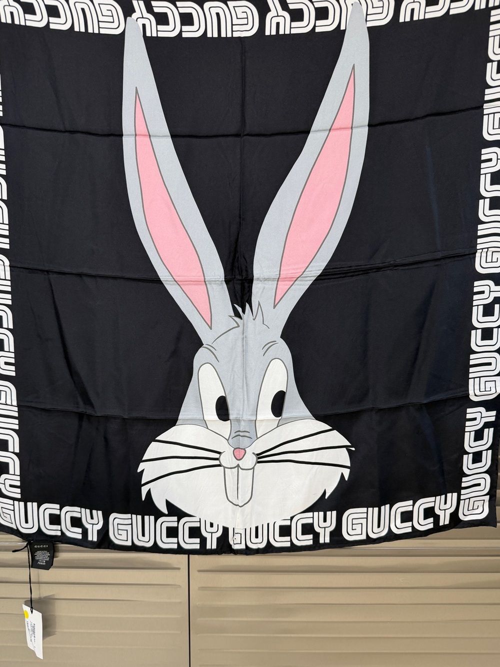 Gucci Black Guccy Bugs Bunny Scarf Silk NWT